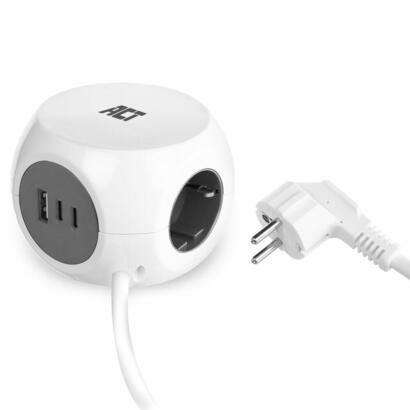 ACT AC2420 Stekkerdoos kubus 3-voudig met USB-C/A 30W 1,5m